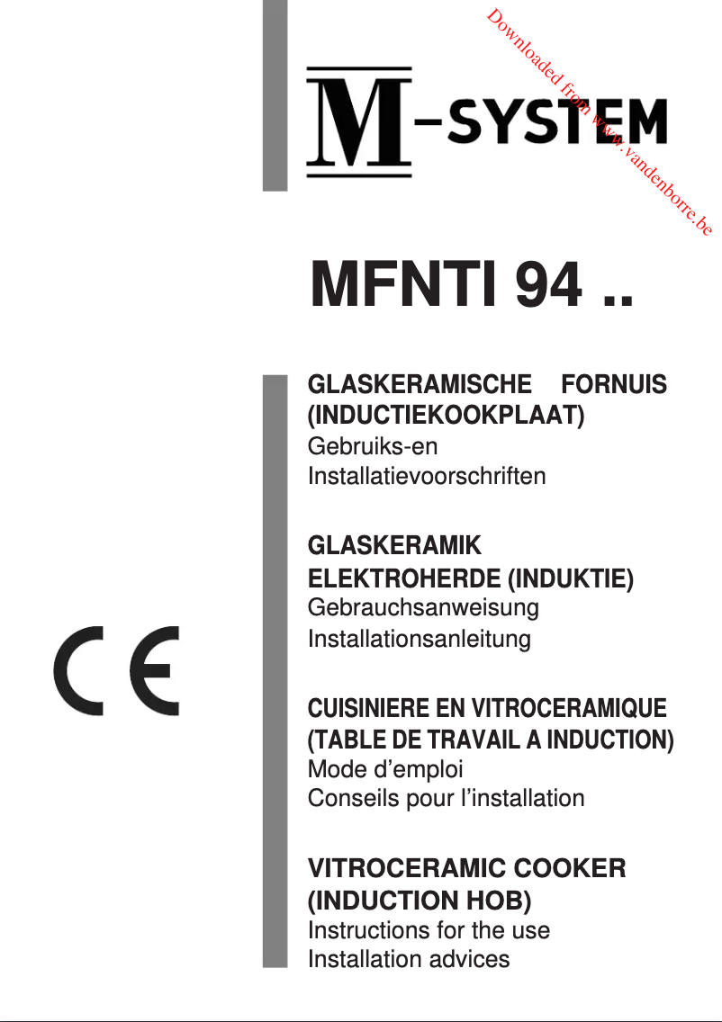 Page n°1 - Manuel utilisateur M-System MFNTI94IX