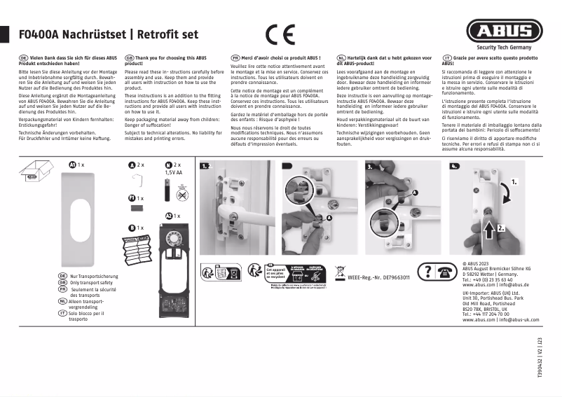 Image de la première page du manuel de l'appareil FO400A