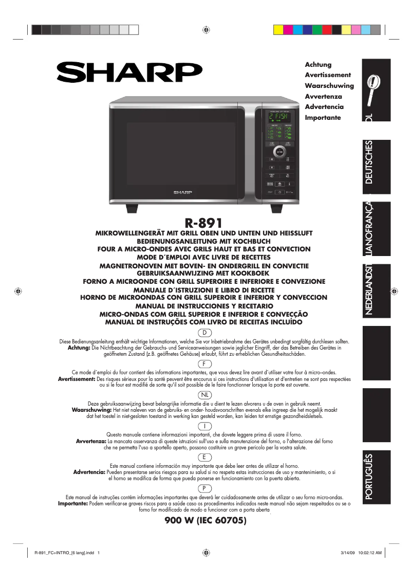 Page 1 de la notice Manuel utilisateur Sharp R-891