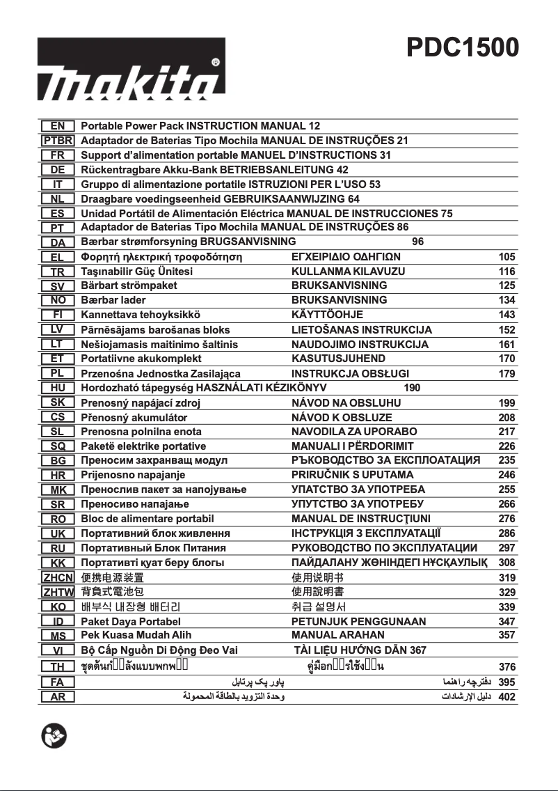 Page 1 of the manual User Manual Makita PDC1500