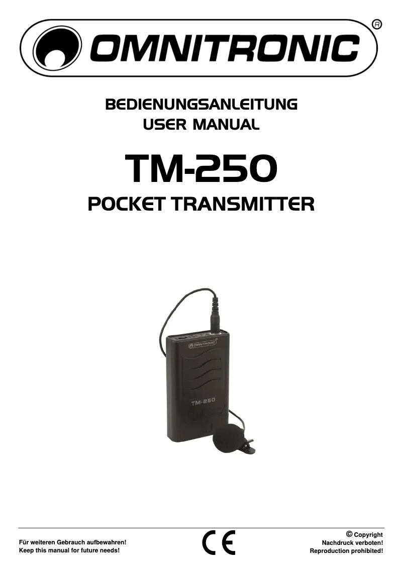 Page n°1 - Manuel utilisateur Omnitronic TM-250