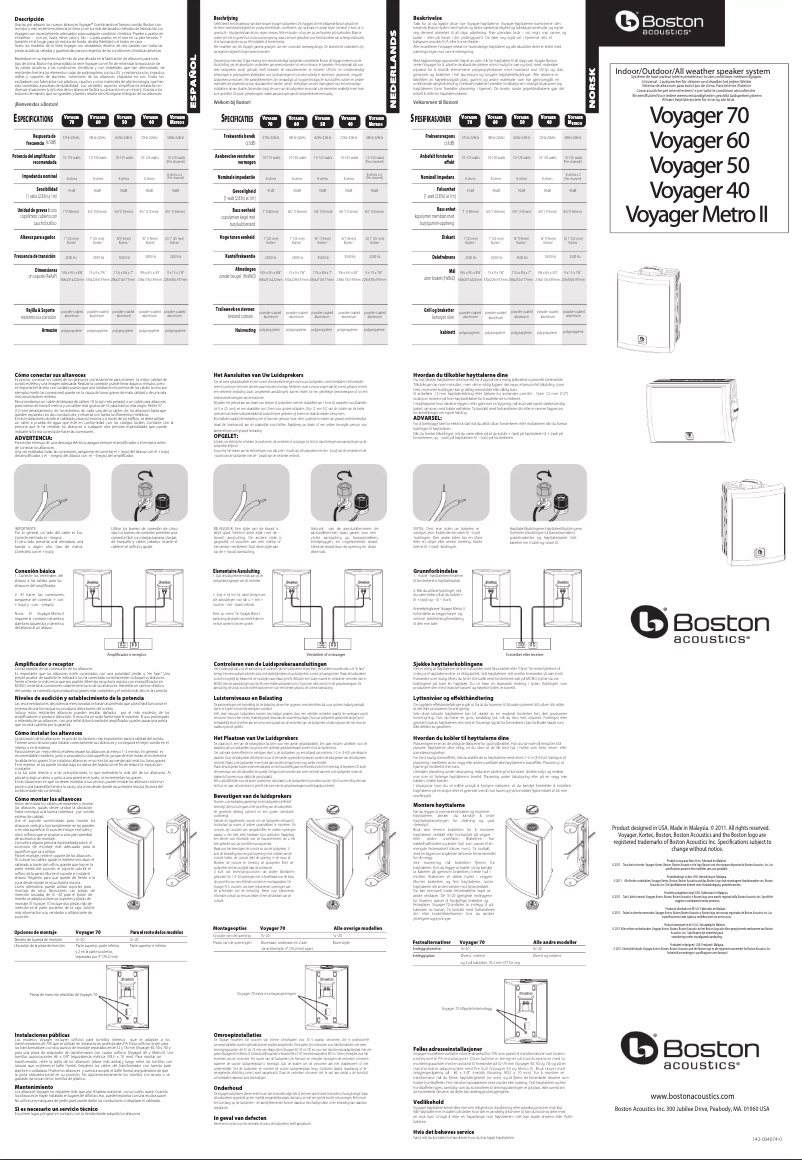 Page 1 de la notice Manuel utilisateur Boston Acoustics Voyager 60