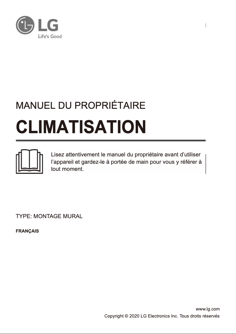 Page 1 de la notice Manuel utilisateur LG AMNW09GSJC0