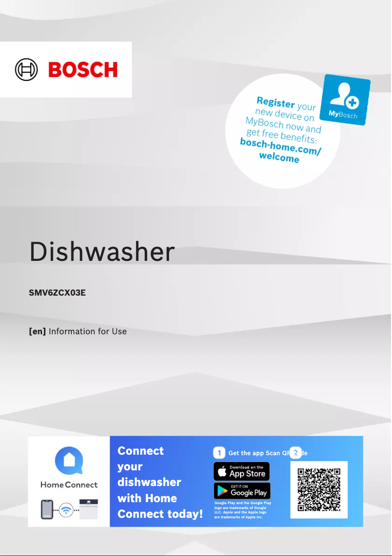 Page n°1 - Manuel utilisateur Bosch SMV6ZCX03E