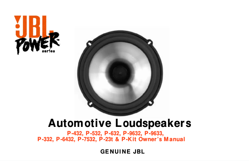 Page n°1 - Manuel utilisateur JBL Power P-332