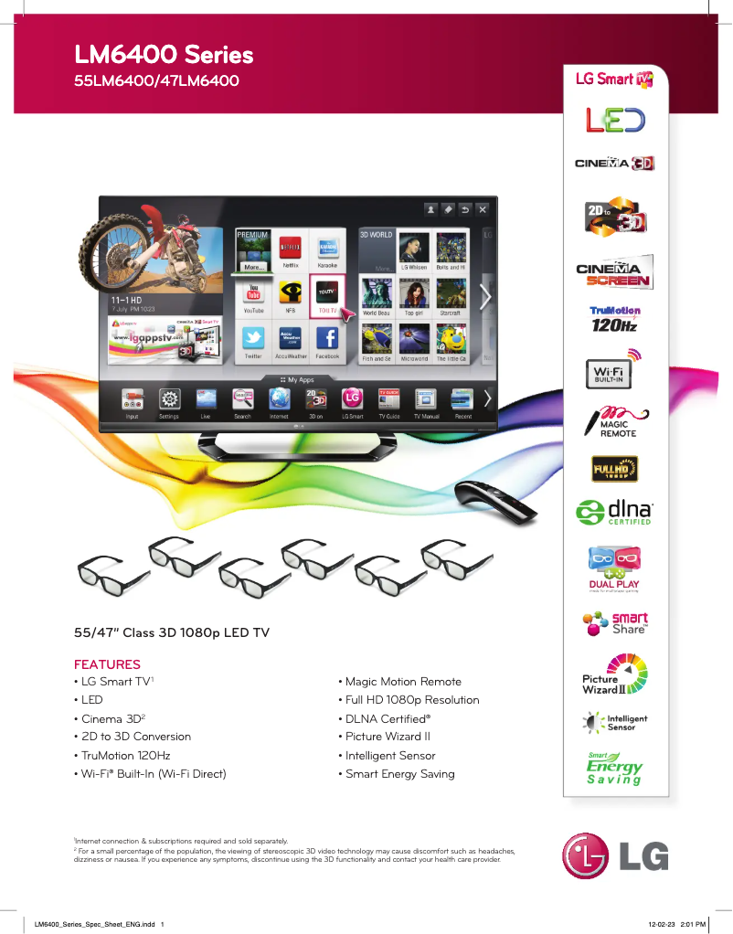 Image de la première page du manuel de l'appareil 55LM6400