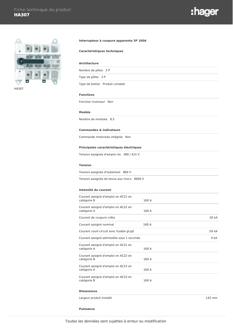 Image de la première page du manuel de l'appareil HA307