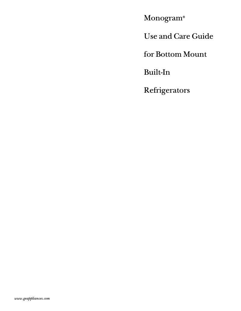 Page n°1 - Manuel d'utilisation et d'entretien GE ZICS36NALH