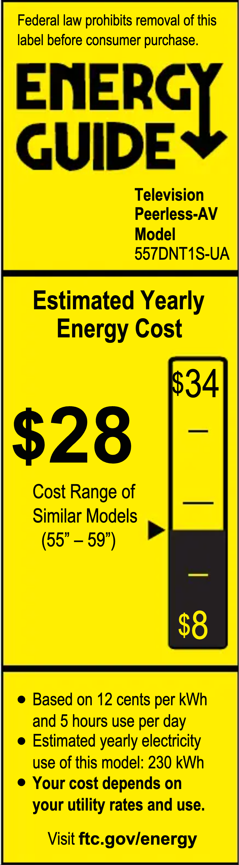 Page 1 de la notice Label énergétique Peerless-AV Neptune NT554