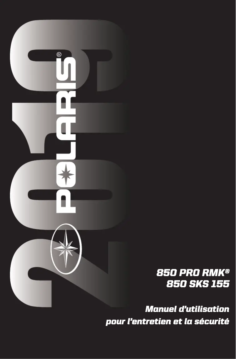 Page n°1 - Manuel utilisateur Polaris 850 Pro-RMK 163 (2019)