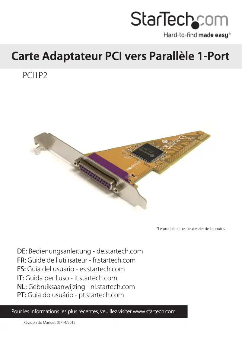 Image de la première page du manuel de l'appareil PCI1P2