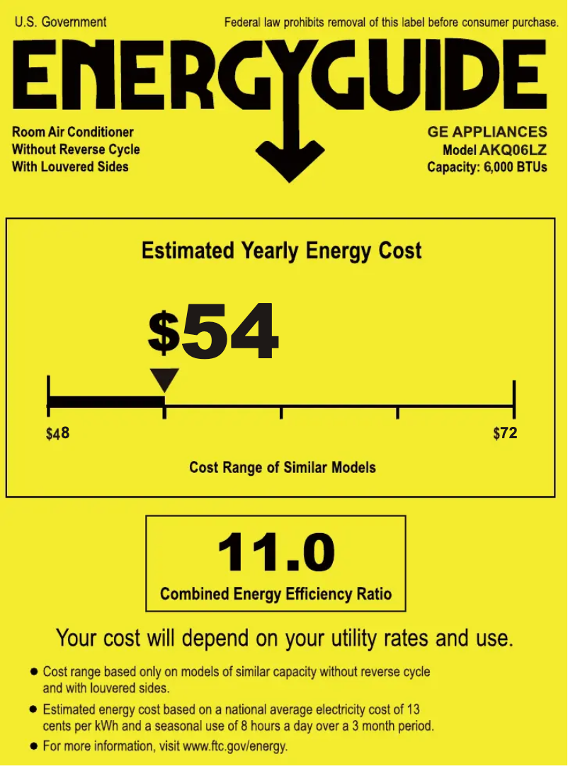 Página 1 del manual Etiqueta energética GE AKQ06LZ