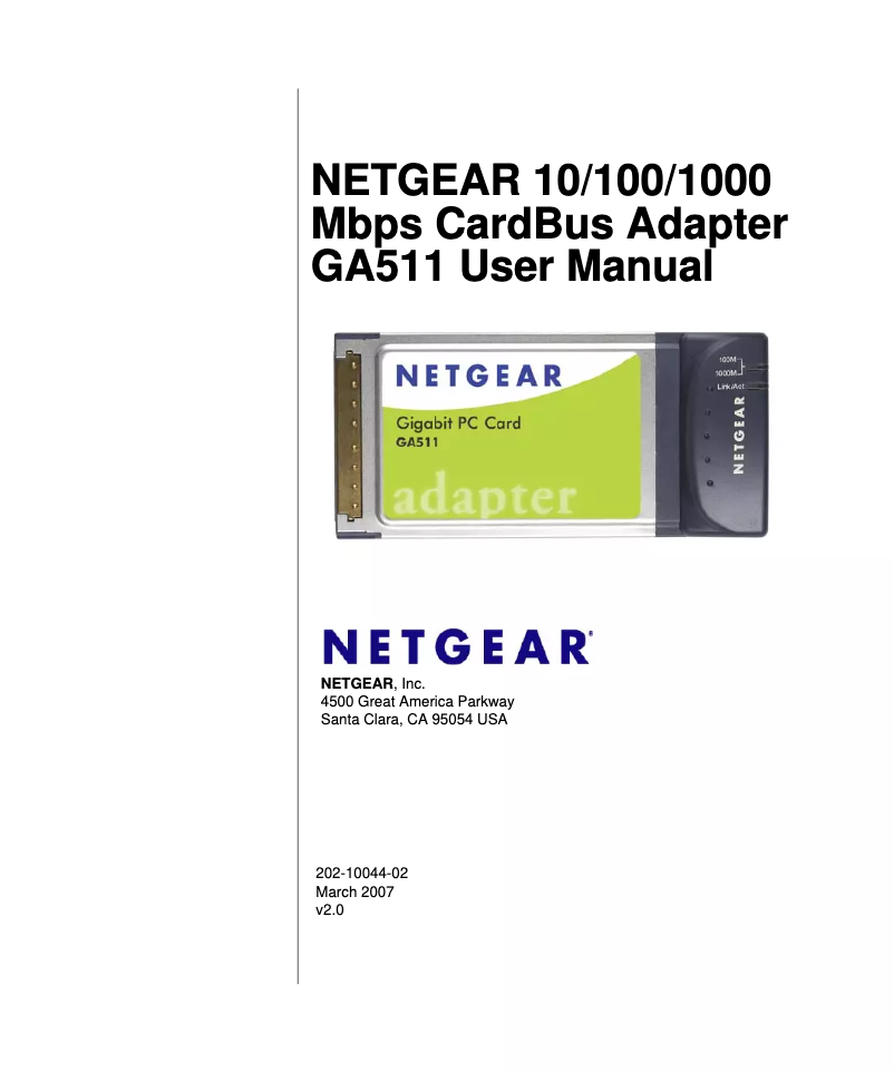 Page n°1 - Manuel utilisateur Netgear GA511