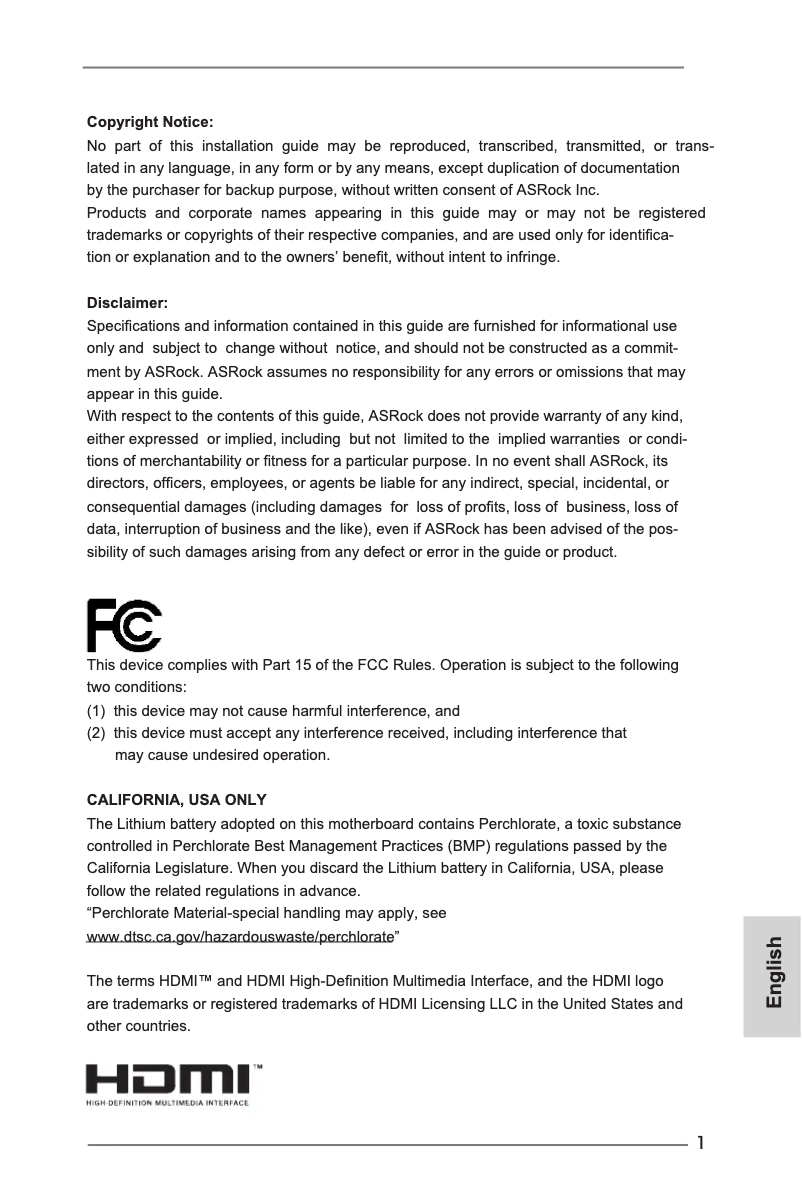 Page 1 de la notice Manuel utilisateur Asrock A75M