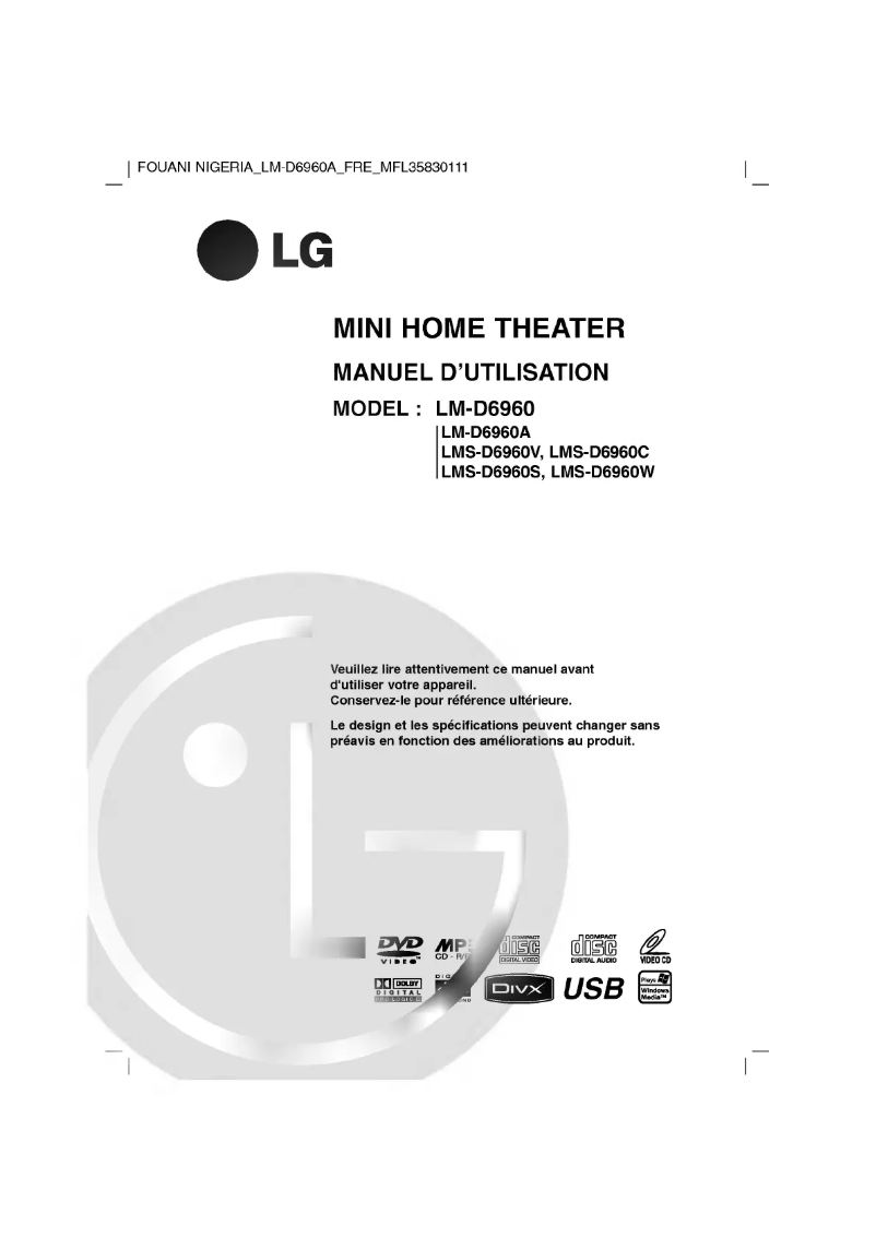 Page 1 de la notice Manuel utilisateur LG LM-D6960A