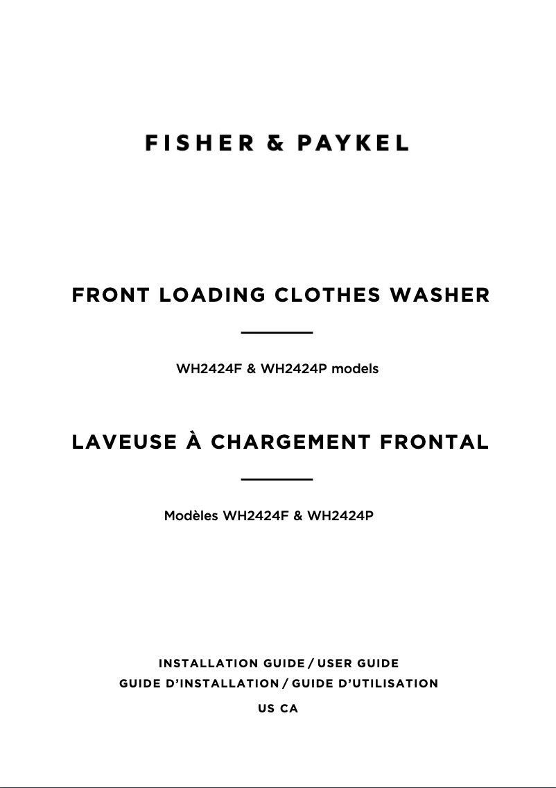 Page n°1 - Guide d'installation Fisher & Paykel WH2424P1