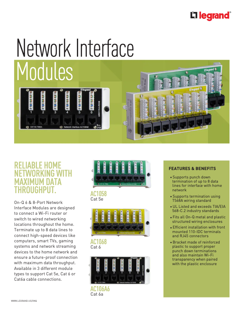 Page n°1 - Manuel utilisateur On-Q AC1068
