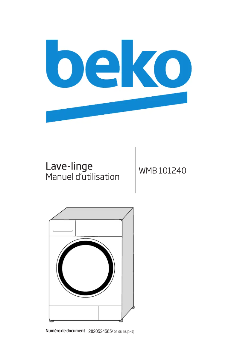 Page 1 de la notice Manuel utilisateur Beko WMB 101240