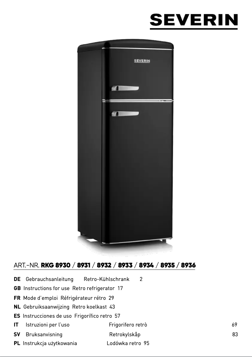 Page n°1 - Manuel utilisateur Severin RKG 8933