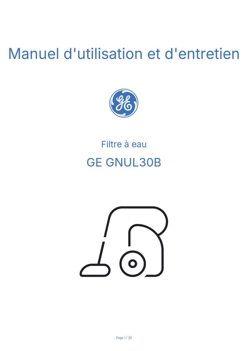 Page n°1 - Manuel d'utilisation et d'entretien GE GNUL30B