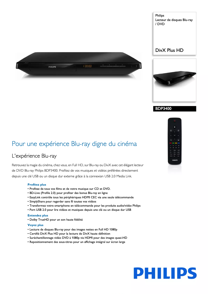 First page image of the manual for BDP3400