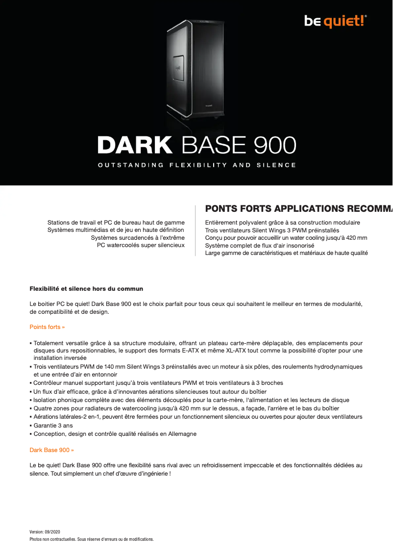 Page n°1 - Fiche technique Be Quiet! Dark Base 900