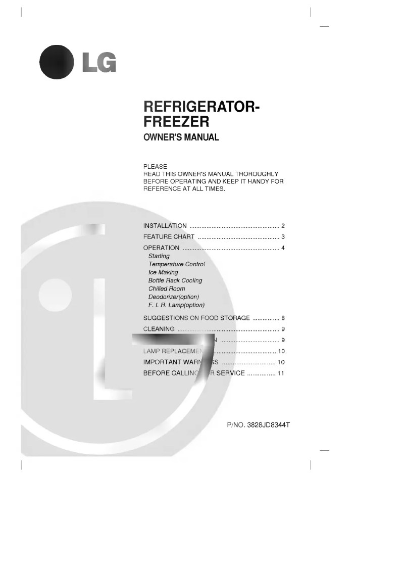 Page 1 de la notice Manuel utilisateur LG GR-T382G