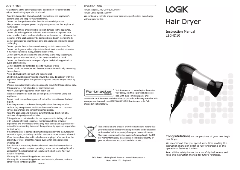 Página 1 del manual Manual de usuario Logik L20HD10