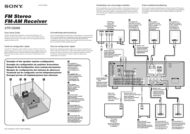 Image de la première page du manuel de l'appareil STR-DE695