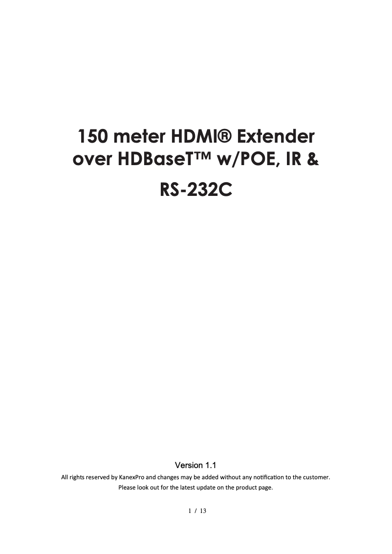 Imagen de la primera página del manual del dispositivo EXT-HDBT150M