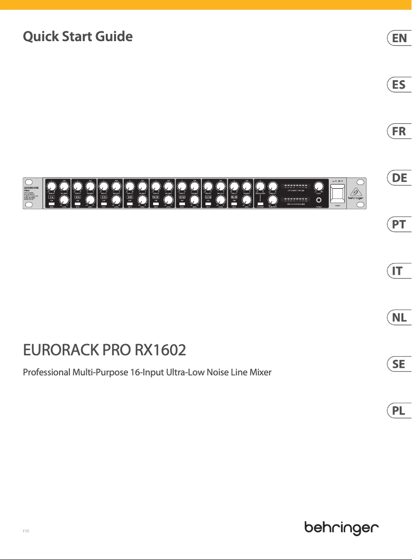 Page n°1 - Guide de démarrage rapide Behringer Eurorack Pro RX1602