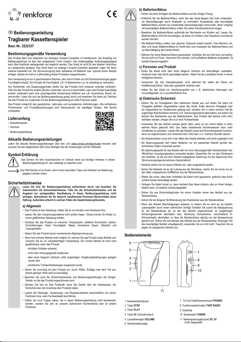 Page 1 de la notice Manuel utilisateur Renkforce RF-CP-150