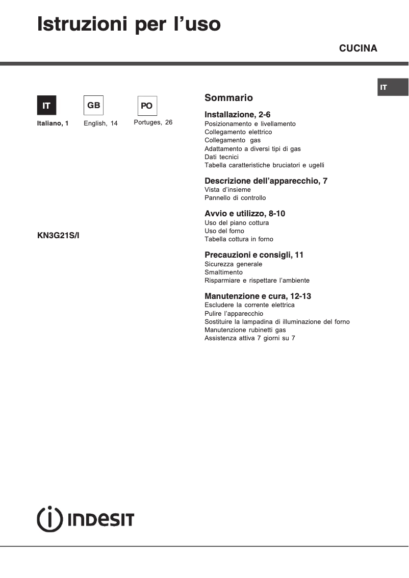 Page n°1 - Manuel utilisateur Indesit KN3G21S(W)/I