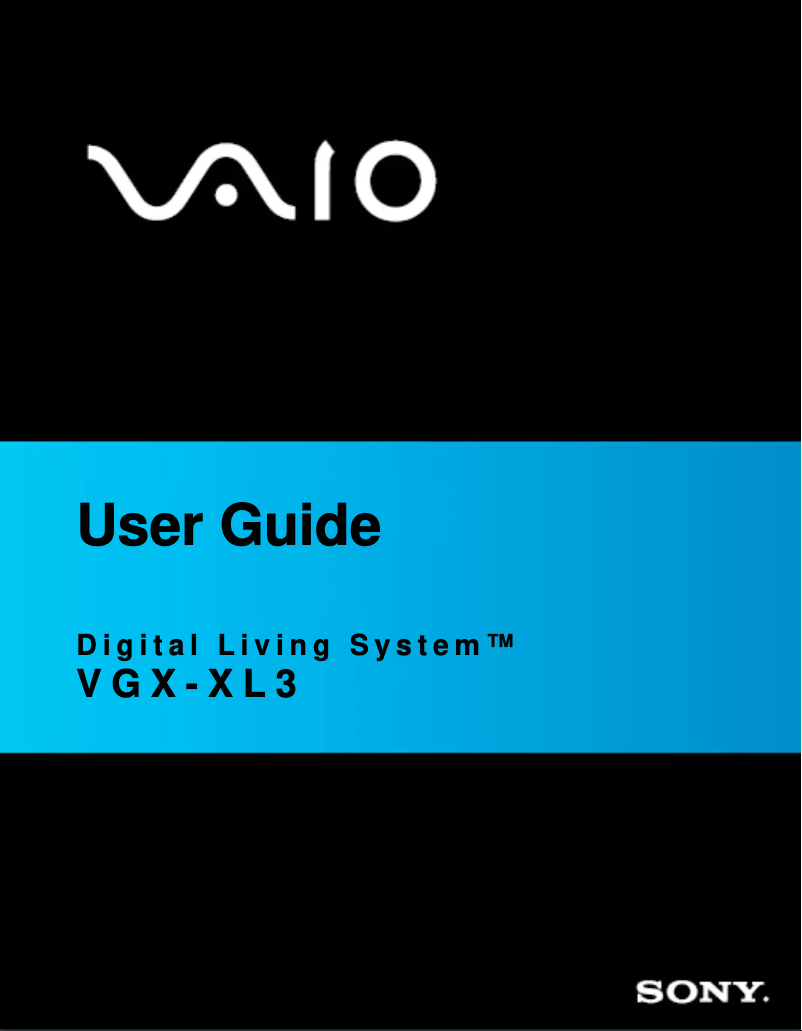 Image de la première page du manuel de l'appareil Vaio VGX-XL3