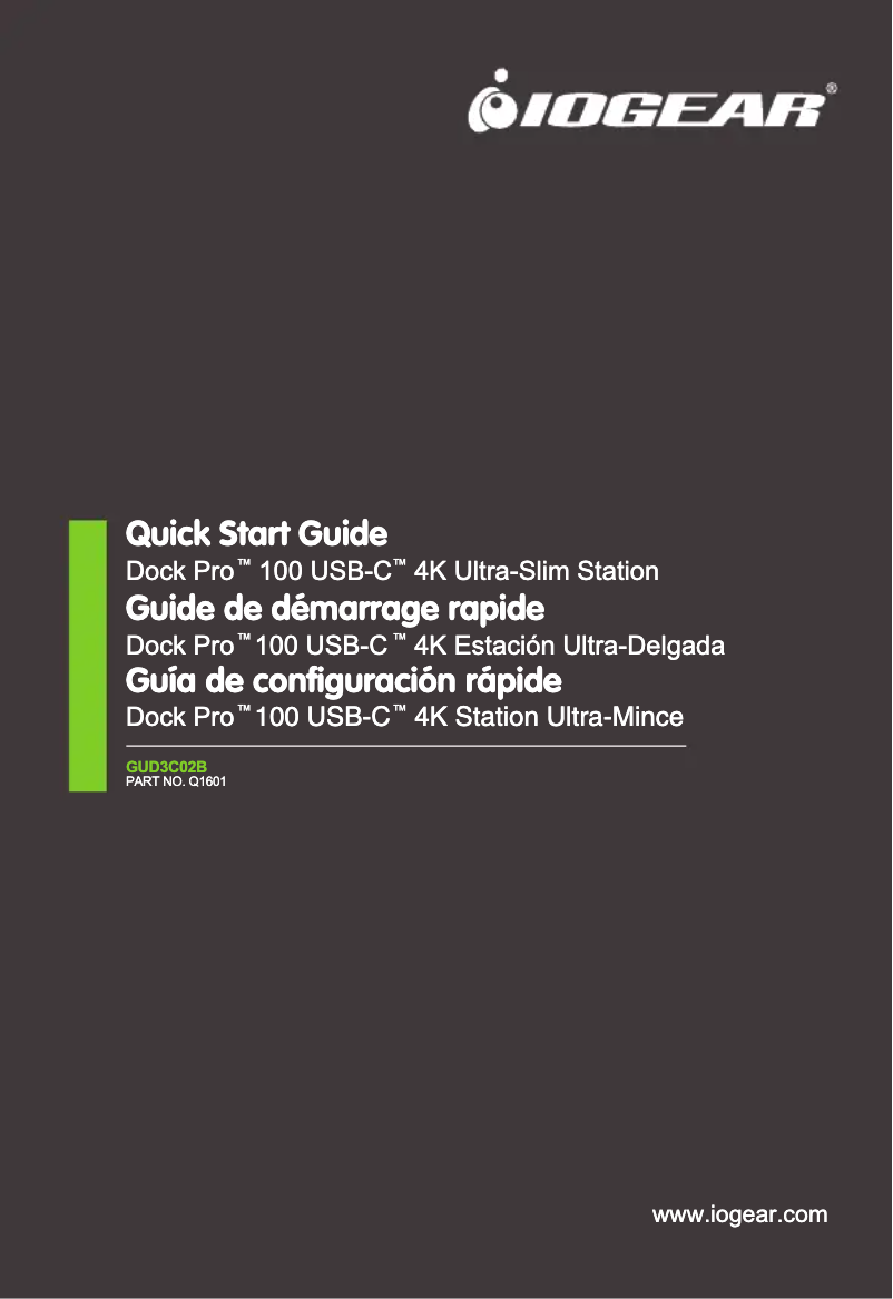 Image de la première page du manuel de l'appareil Dock Pro 100