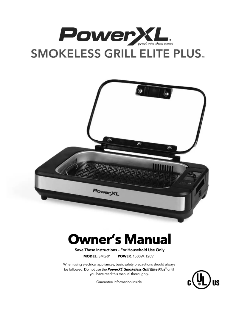 Page 1 de la notice Manuel utilisateur PowerXL Smokeless Grill Elite SMG-01