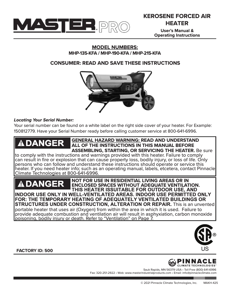 Image de la première page du manuel de l'appareil MHP-215T-KFA