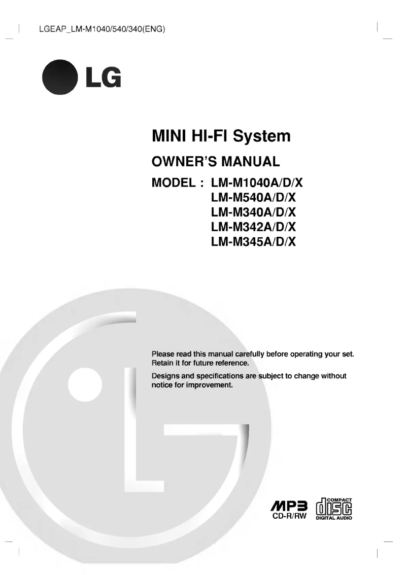Page 1 de la notice Manuel utilisateur LG LM-M540A