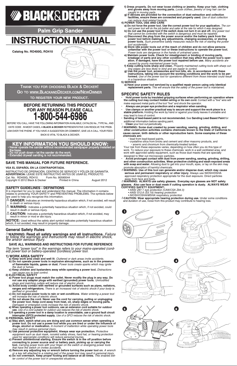 Page 1 de la notice Manuel utilisateur Black & Decker RO410