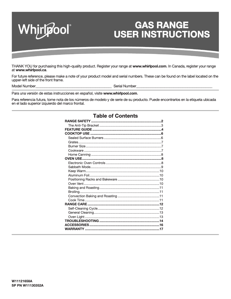 Page 1 de la notice Manuel utilisateur Whirlpool WFG550S0HW
