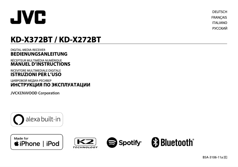 Page 1 de la notice Manuel utilisateur JVC KD-X372BT