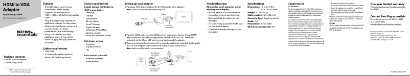 Image de la première page du manuel de l'appareil BE-PAHDVG