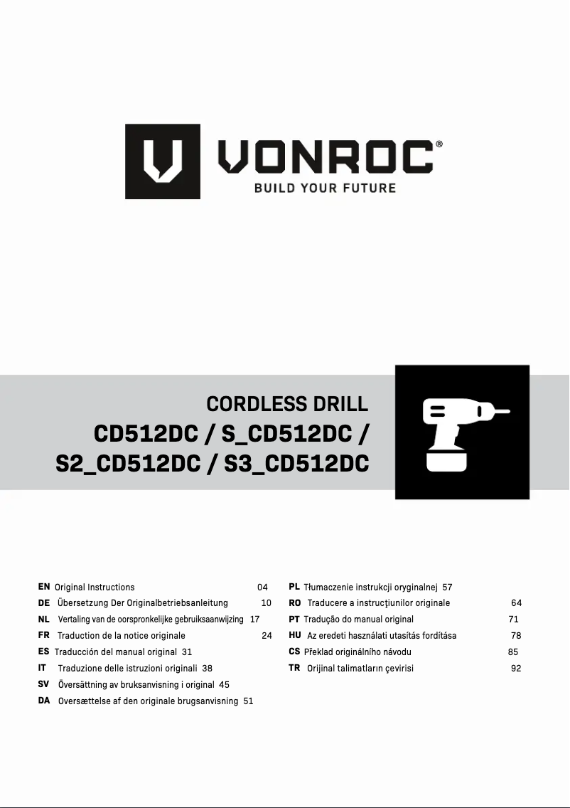 Page n°1 - Manuel utilisateur Vonroc CD512DC