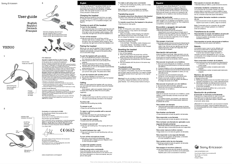 Image de la première page du manuel de l'appareil VH300