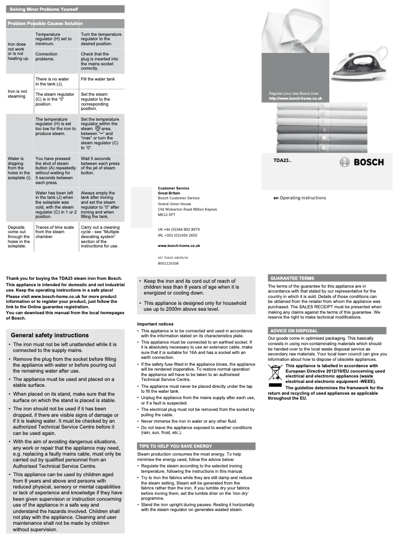 Image de la première page du manuel de l'appareil TDA2301GB