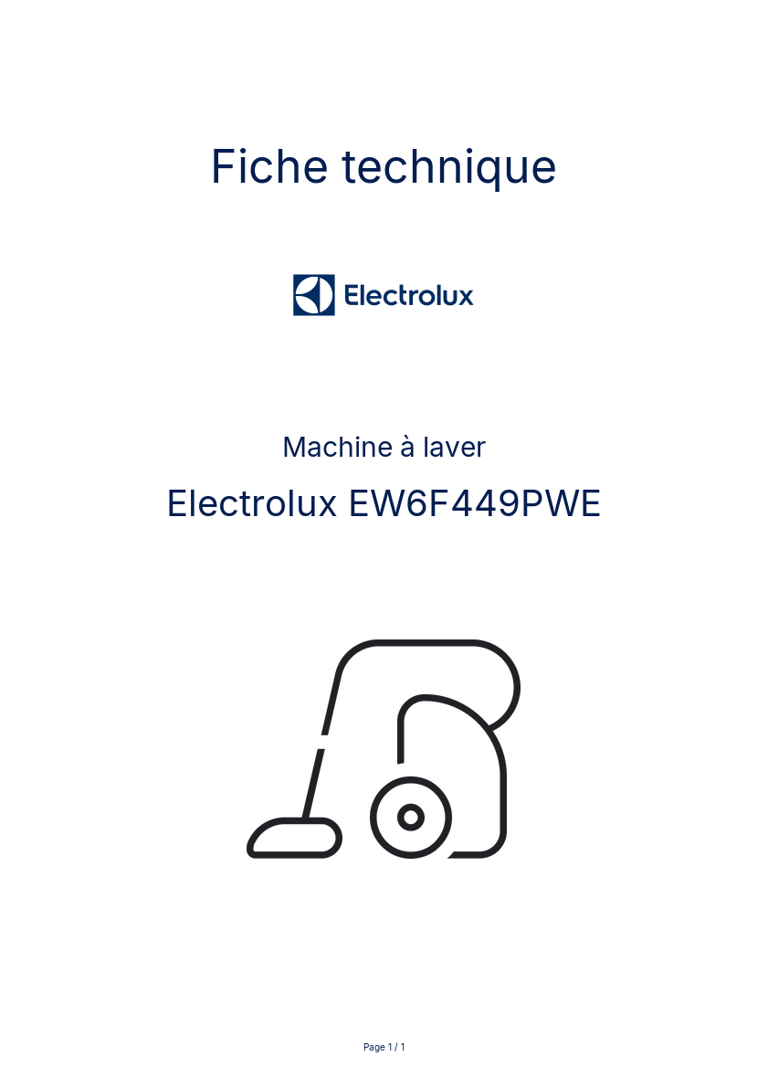 Image de la première page du manuel de l'appareil EW6F449PWE