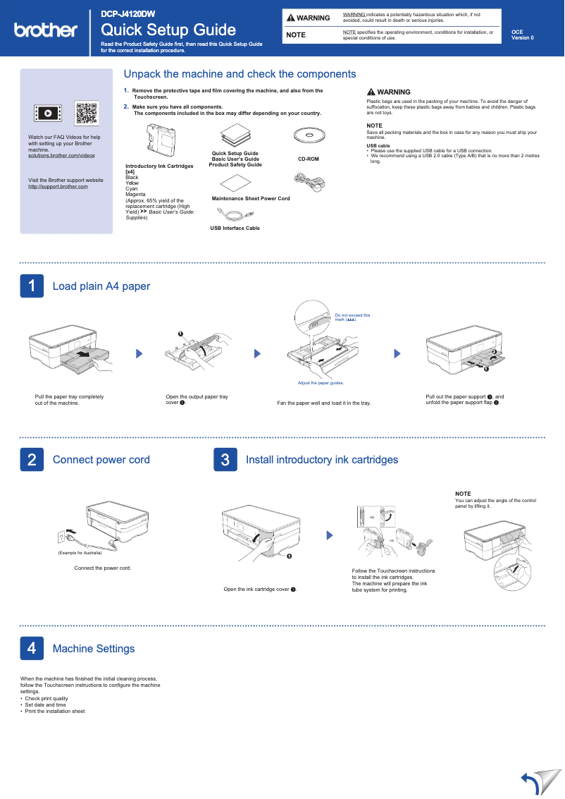 Image de la première page du manuel de l'appareil DCP-J4120DW