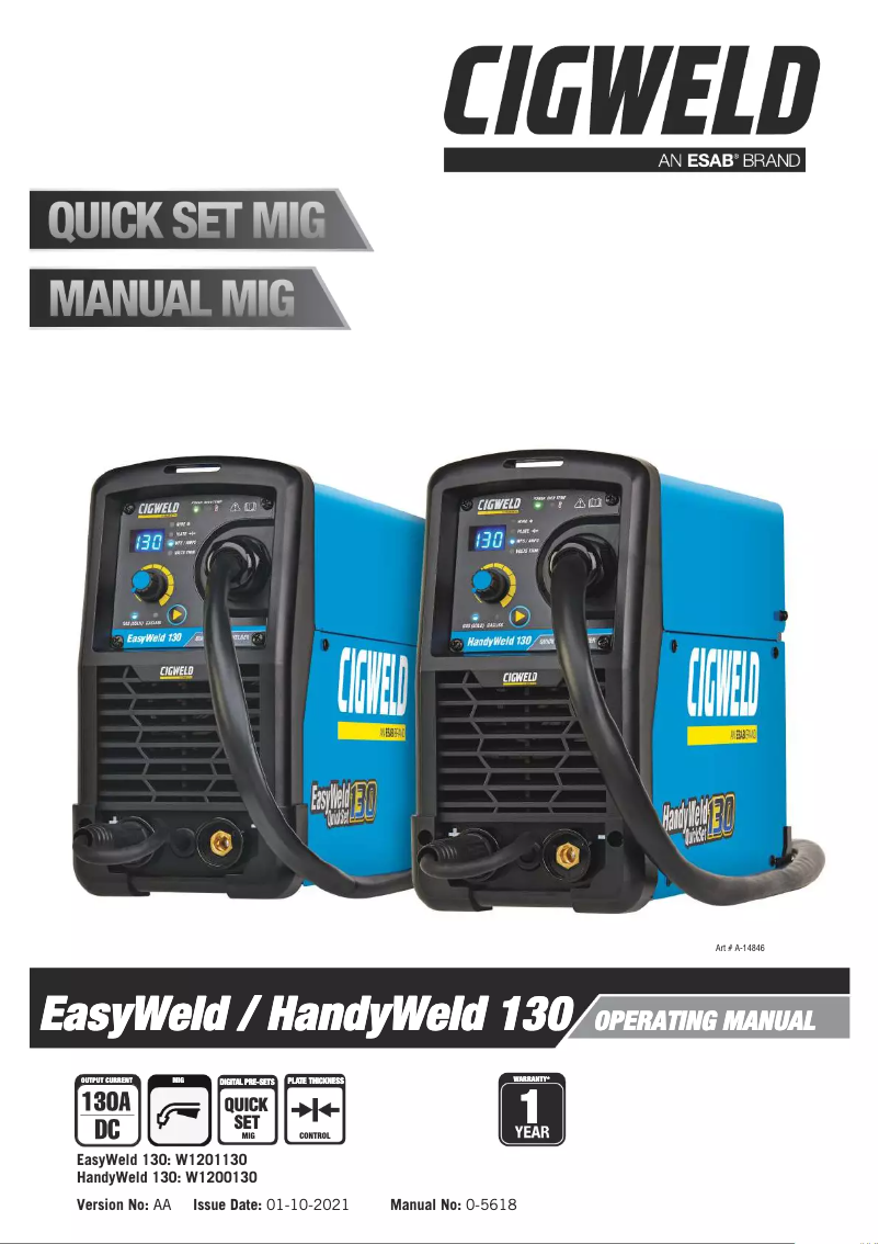 Page n°1 - Manuel utilisateur Cigweld HandyWeld 130
