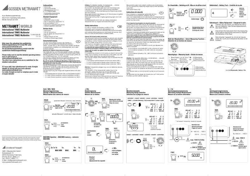 Image de la première page du manuel de l'appareil MetraHit World