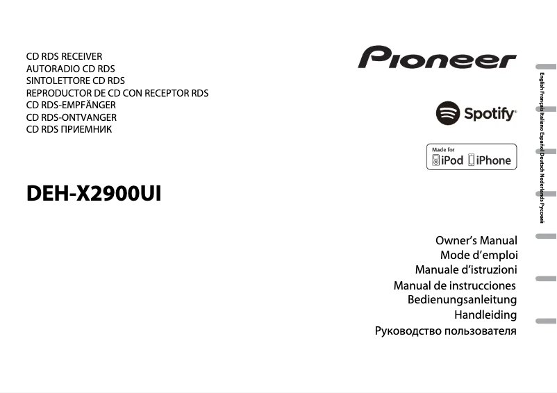 Page 1 de la notice Manuel utilisateur Pioneer DEH-X2900UI